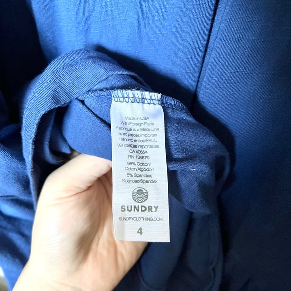 Sundry Royal Blue Ruffle Sleeve Tiered Maxi Dress Slub Cotton Jersey size 4 / XL - Picture 9 of 10